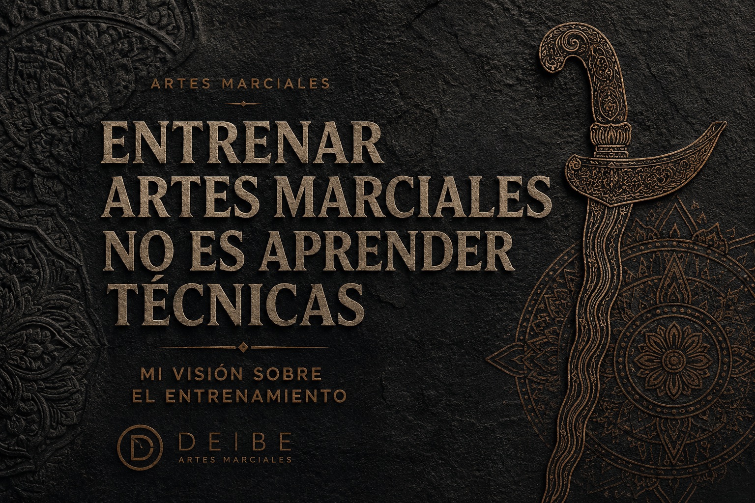 Portada del artículo con un keris y motivos indonesios grabados sobre piedra oscura